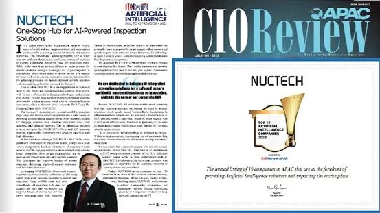 NUCTECH Named to “Top 10 Artificial Intelligence Solutions Providers 2022” by CIO Review APAC